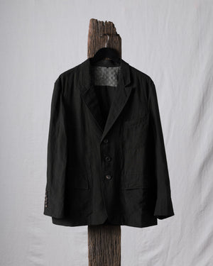 Puppytooth Three Button Linen Blazer