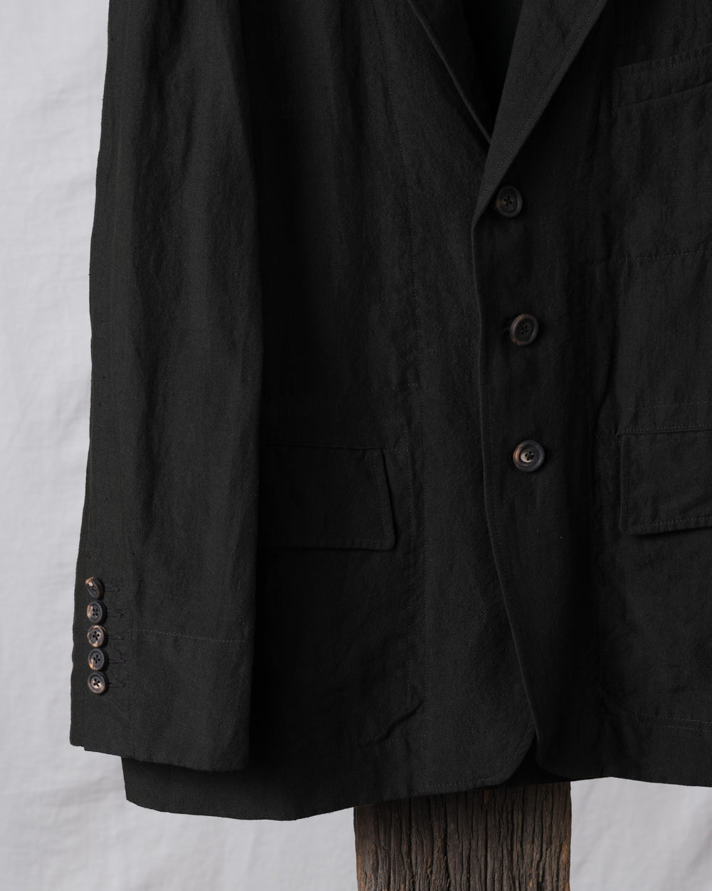 Puppytooth Three Button Linen Blazer