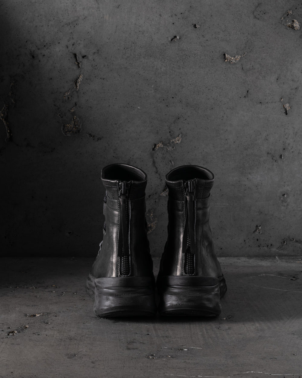 Mens Double Feature Calf Stretch Leather Sneakers Black (2114)