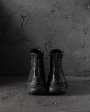 Mens Double Feature Calf Stretch Leather Sneakers Black (2114)