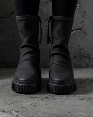 Womens Side Zip Boots Stretch Calf Black