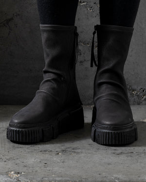 Womens Side Zip Boots Stretch Calf Black