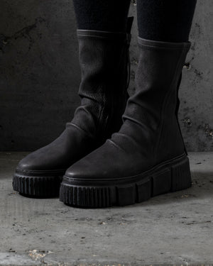 Womens Side Zip Boots Stretch Calf Black