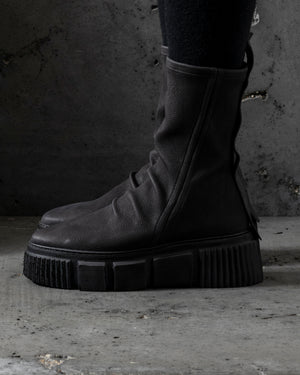 Womens Side Zip Boots Stretch Calf Black