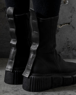 Womens Side Zip Boots Stretch Calf Black