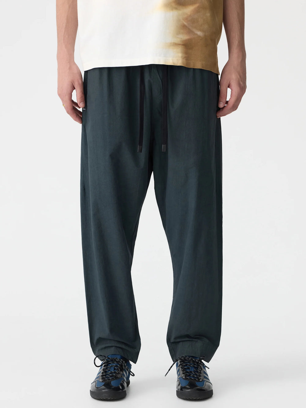 Crushed Cotton Pull On Pant Washed Navy
