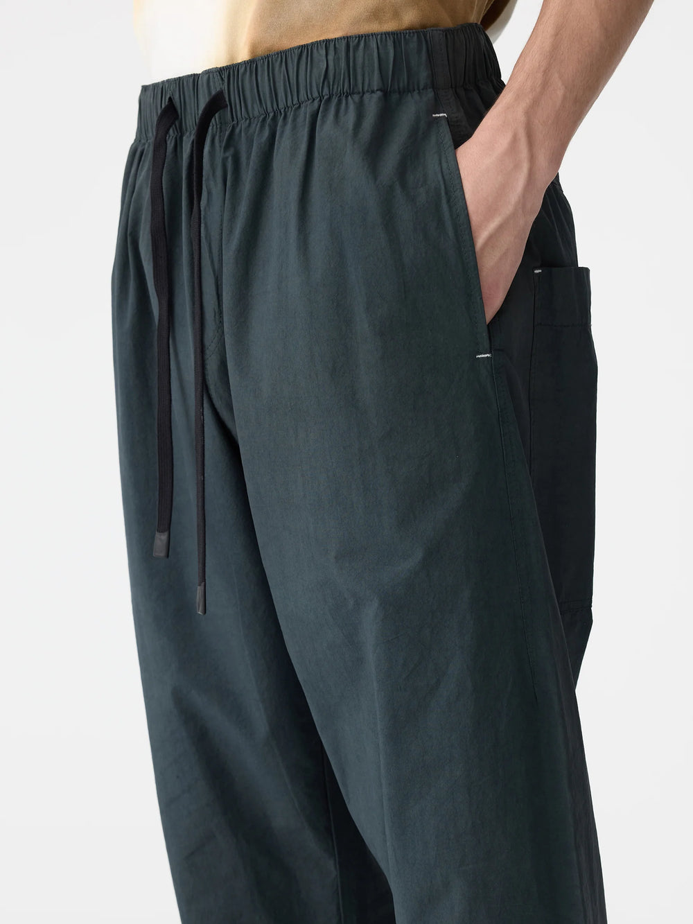 Crushed Cotton Pull On Pant Washed Navy