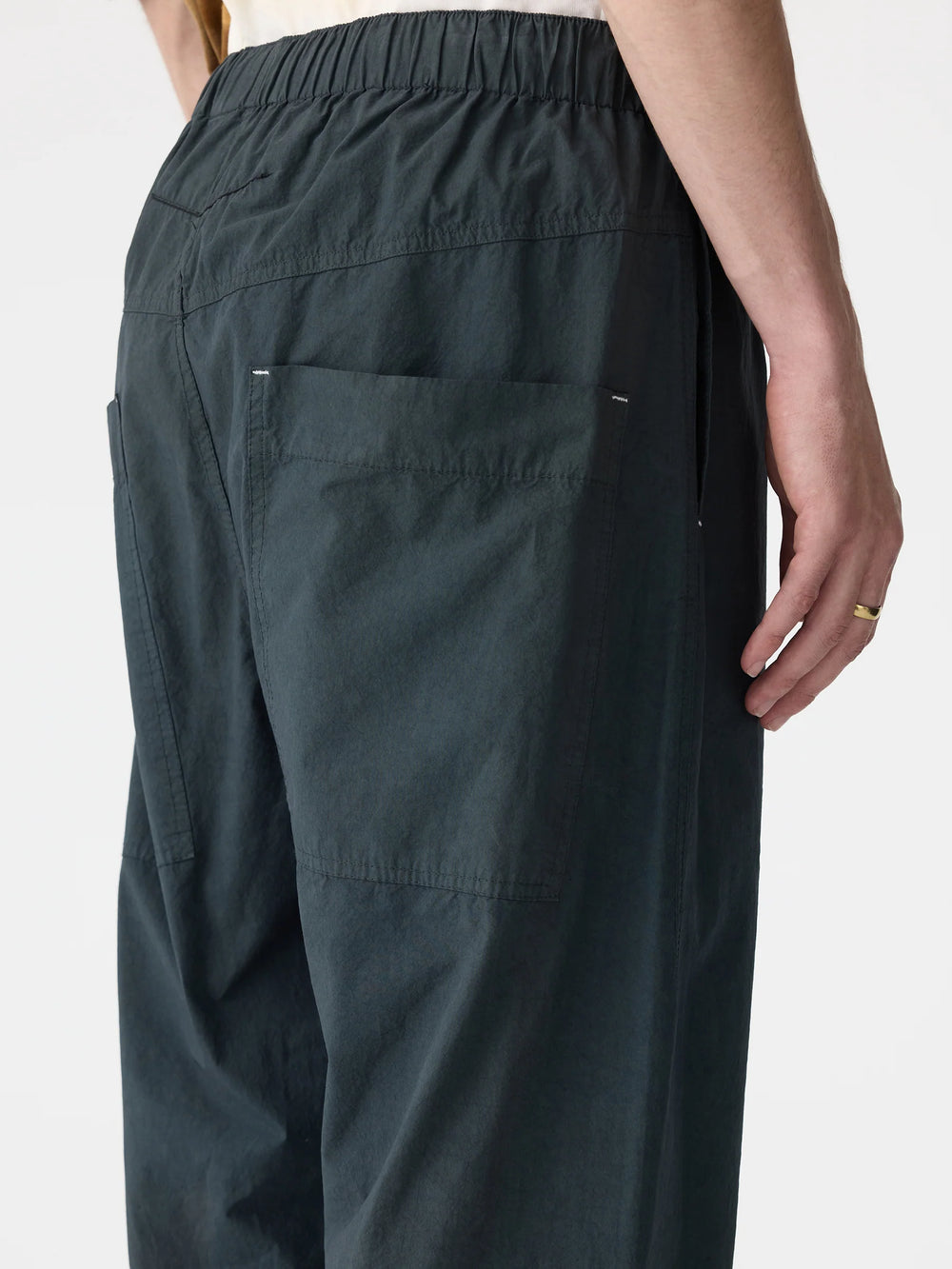 Crushed Cotton Pull On Pant Washed Navy