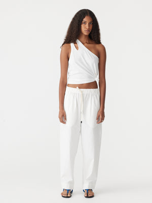 Crushed Cotton Pull On Pant Natural
