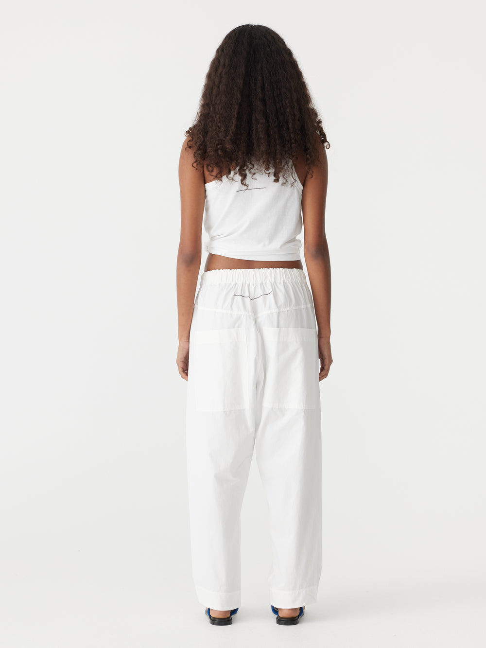 Crushed Cotton Pull On Pant Natural