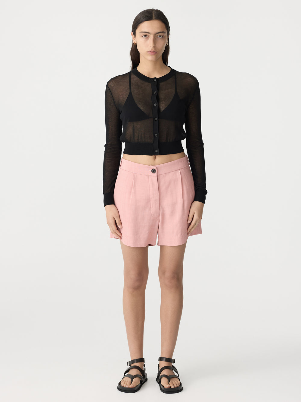 Viscose Pleated Short Pink Moss