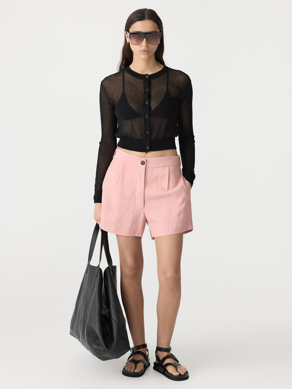 Viscose Pleated Short Pink Moss