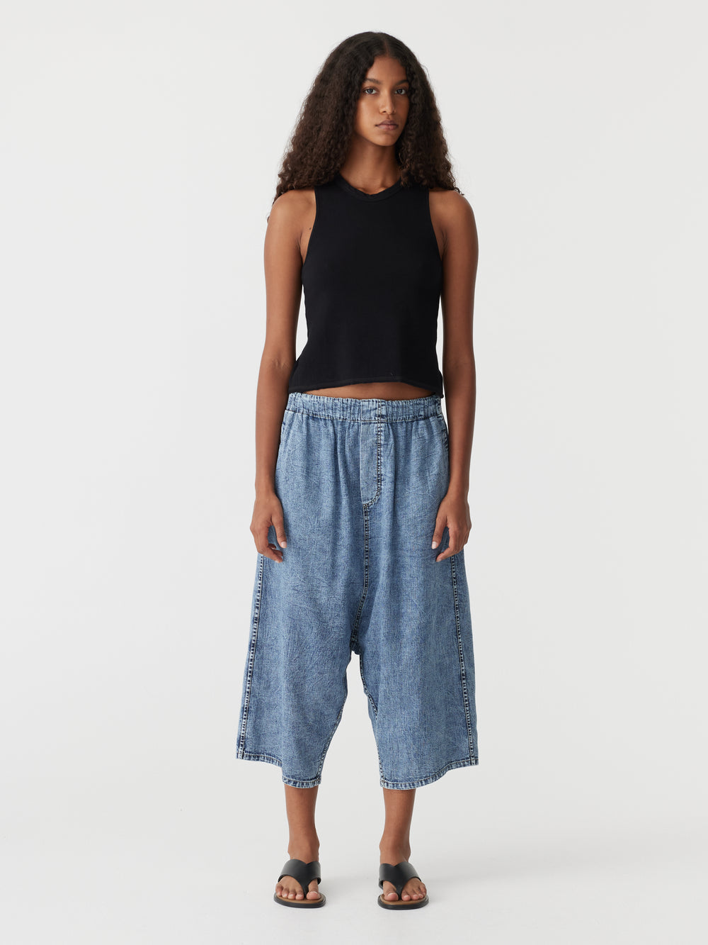 Organic Denim Culotte Classic Stone Wash