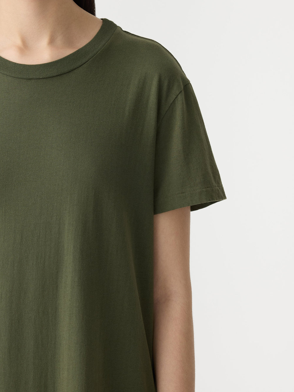 Longerline T Shirt Dress Khaki Green