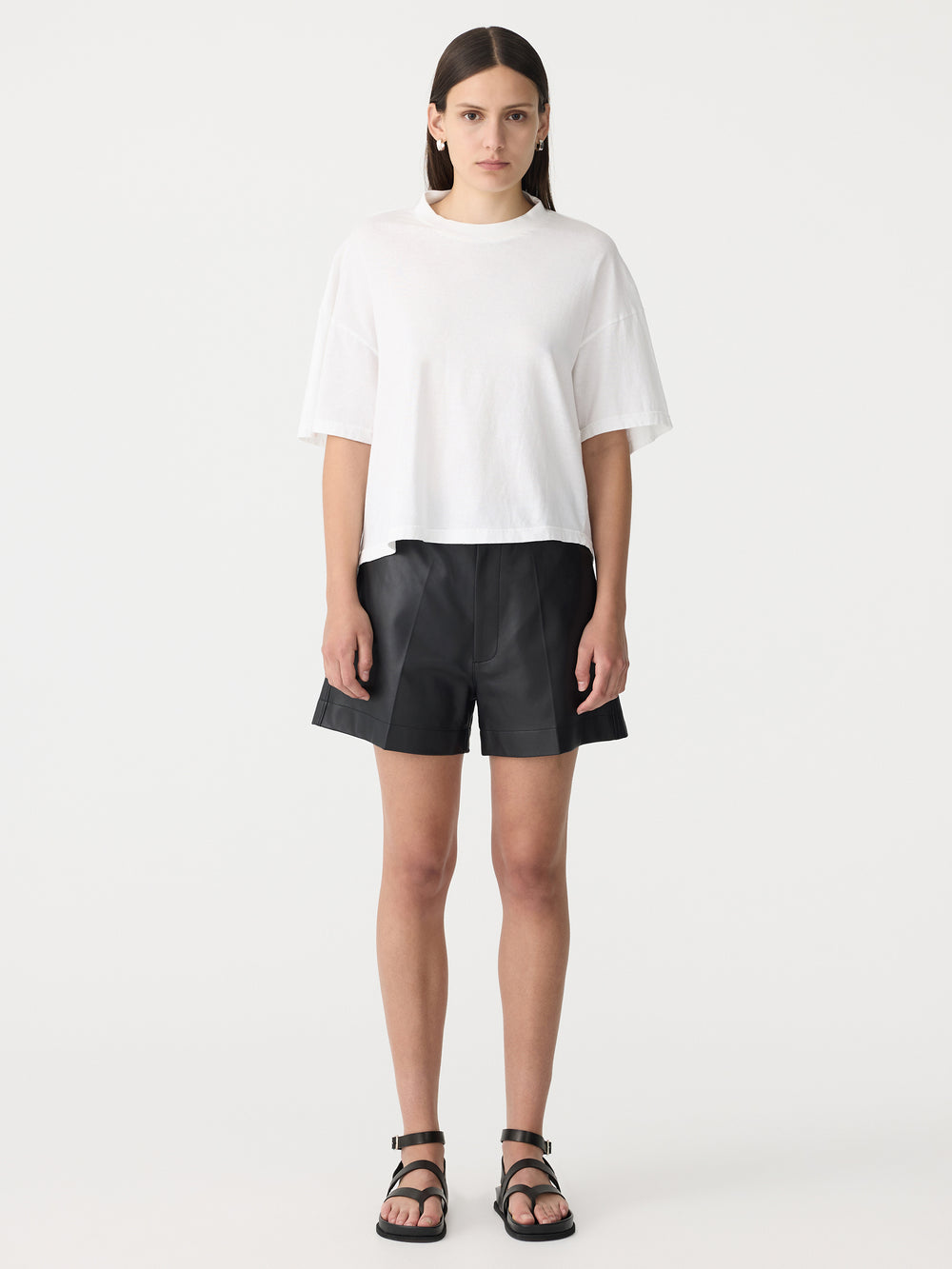 Floating Neck Boxy T Shirt White