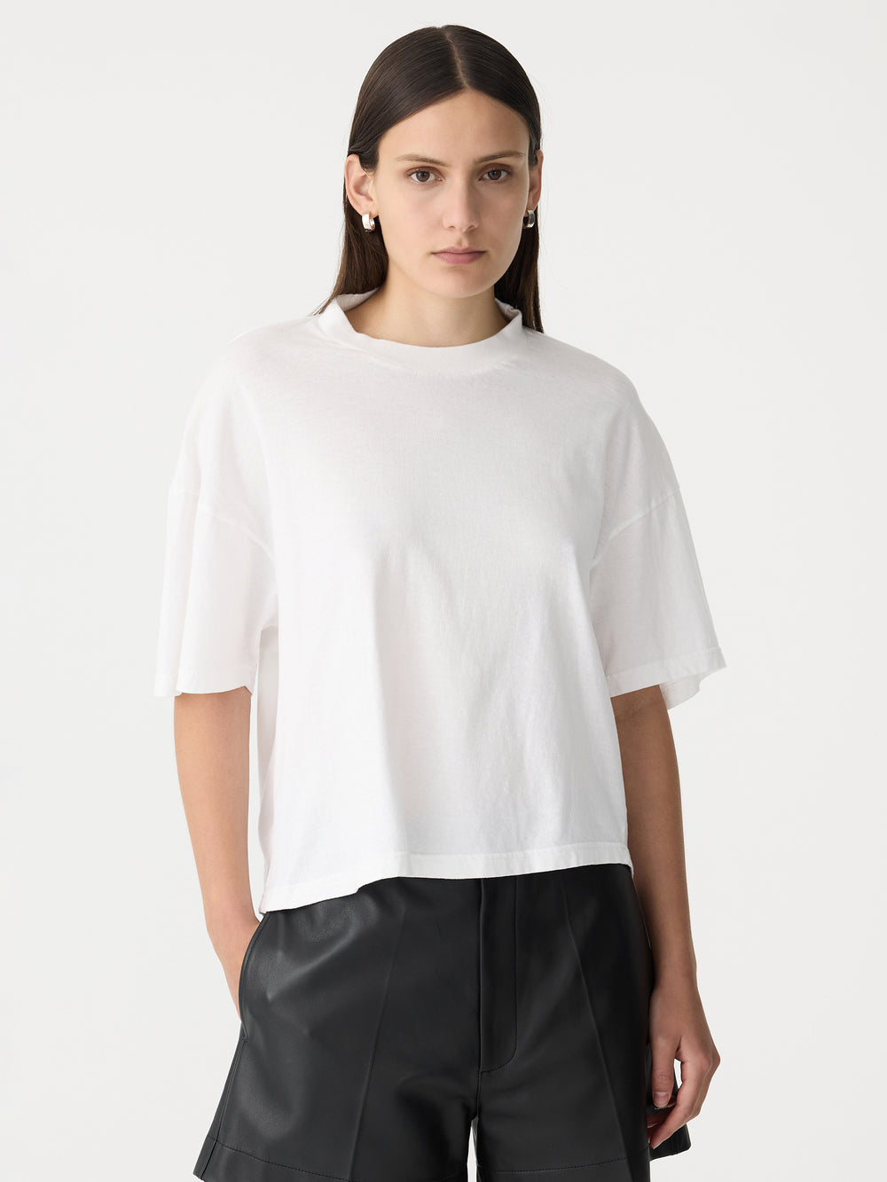 Floating Neck Boxy T Shirt White