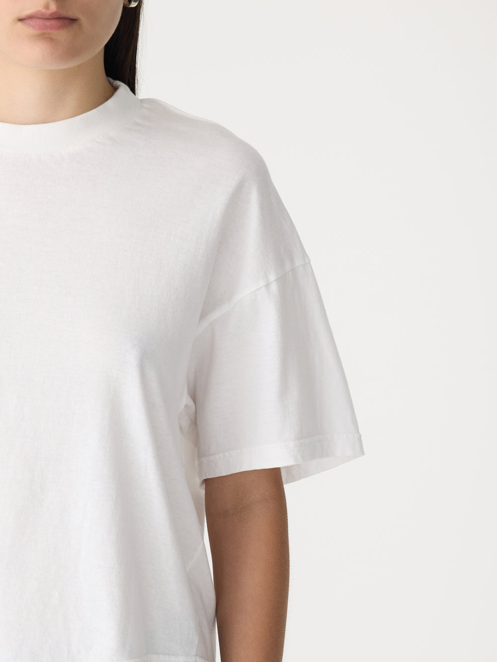 Floating Neck Boxy T Shirt White
