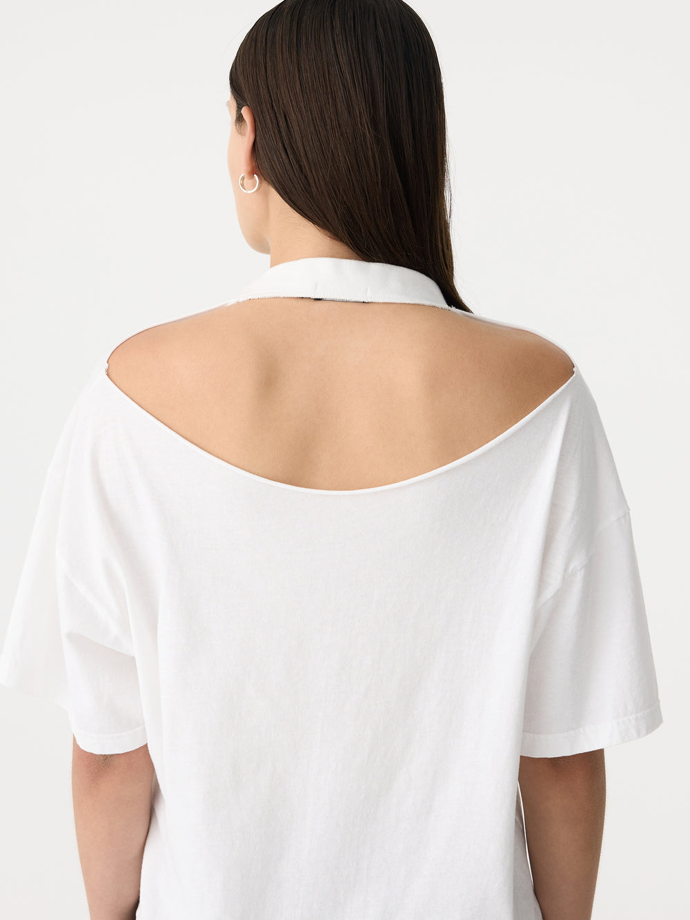 Floating Neck Boxy T Shirt White