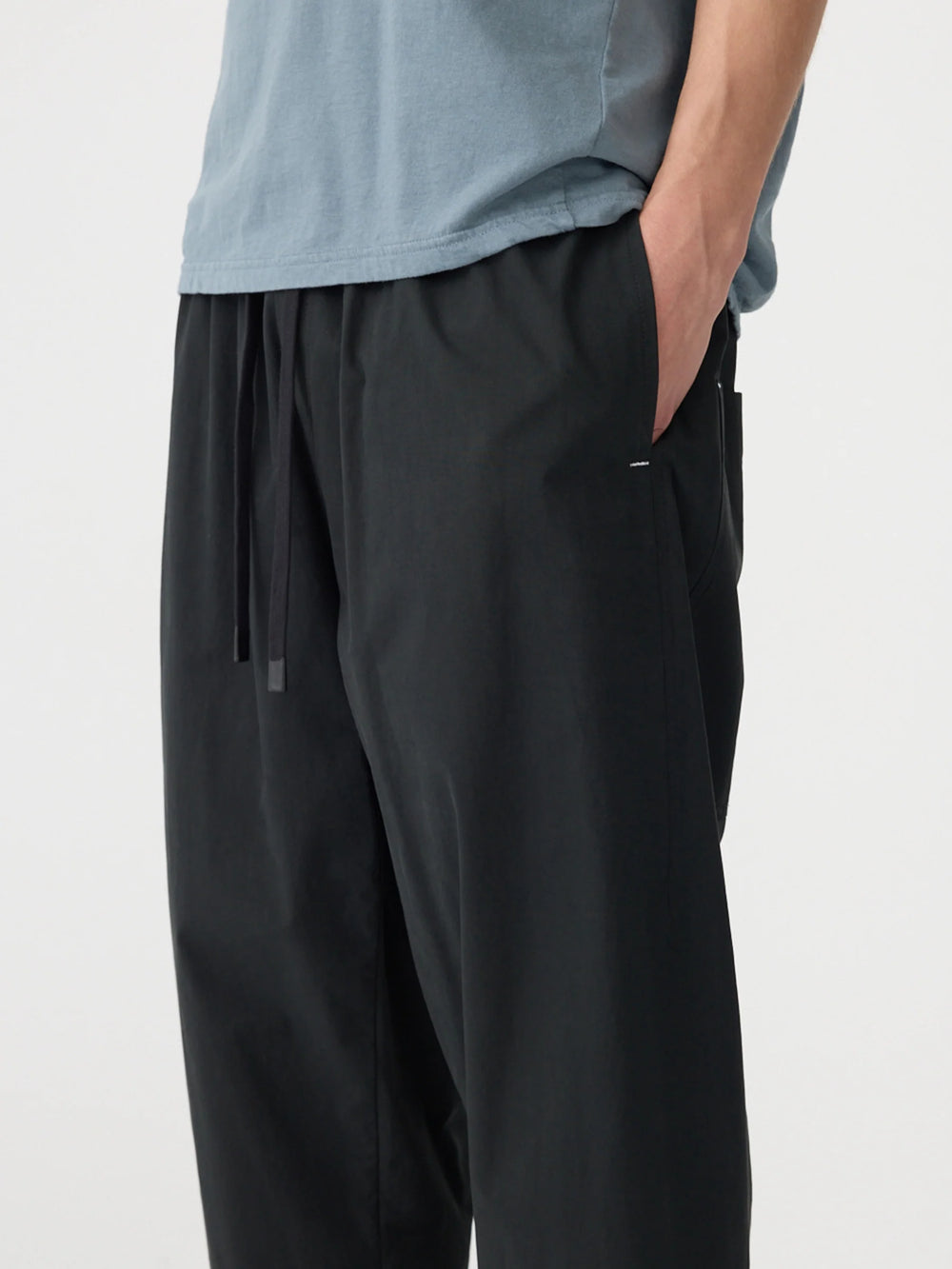 Crushed Cotton Pull On Pant Washed Black