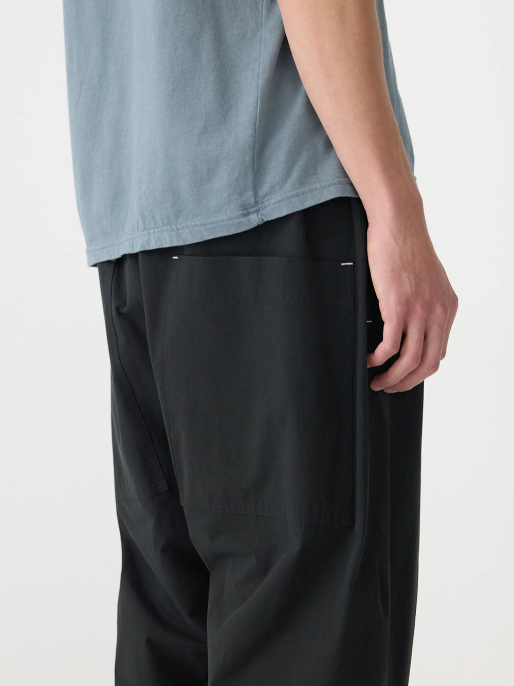 Crushed Cotton Pull On Pant Washed Black