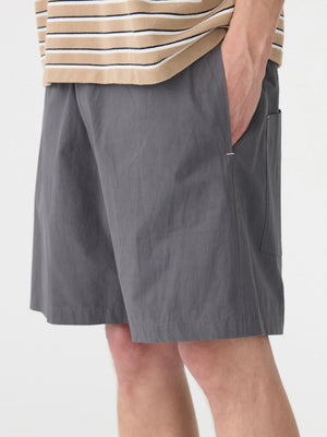 Crushed Cotton Pull On Short Washed Black