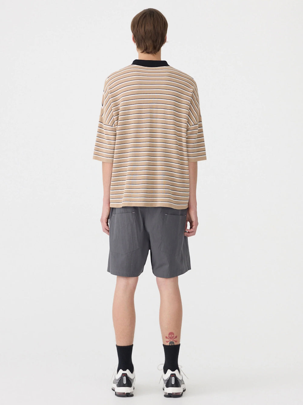 Short Sharp Pull Crushed Cotton Pull On Short Washed Black - ISLAND LUXE
