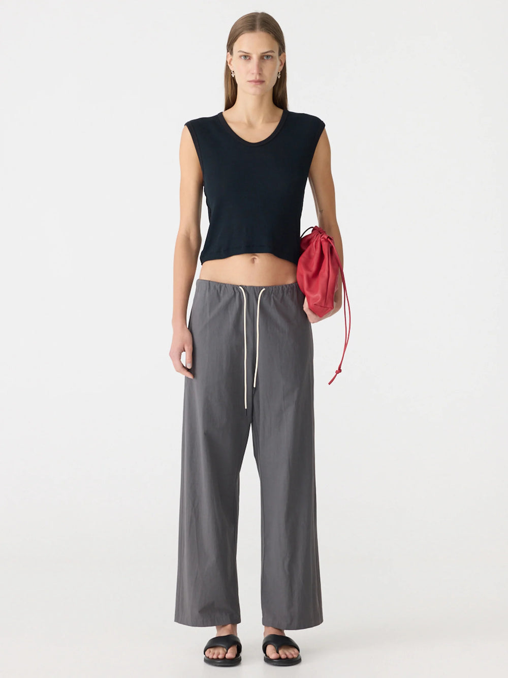 Crushed Cotton Minimal Pant Washed Black