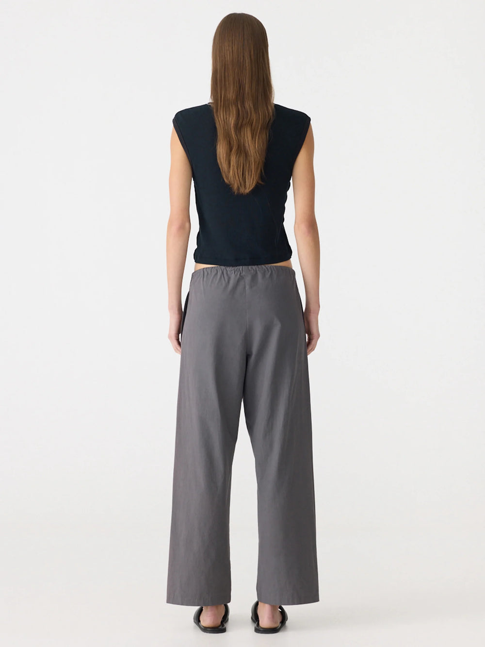 Crushed Cotton Minimal Pant Washed Black