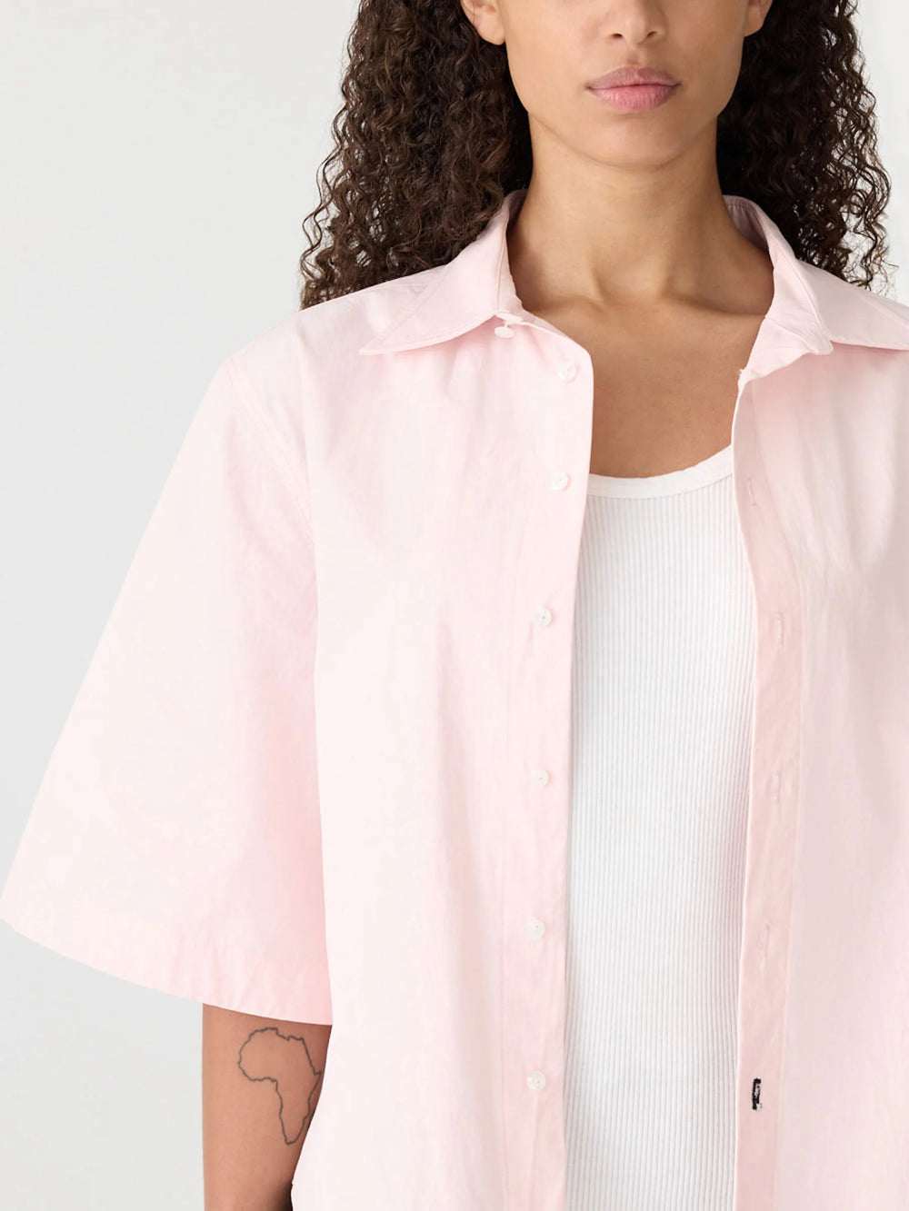 Crushed Cotton S/S Shirt Soft Pink