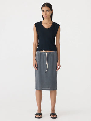 Sheer Rib V Neck Muscle Tank Black