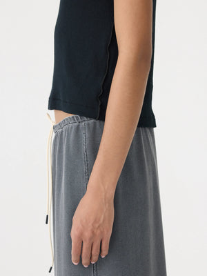 Sheer Rib V Neck Muscle Tank Black