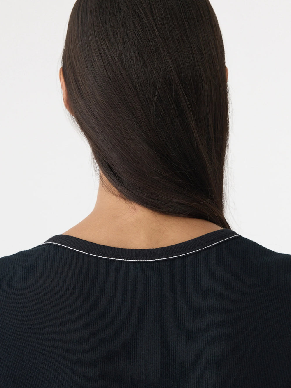 Sheer Rib V Neck Muscle Tank Black