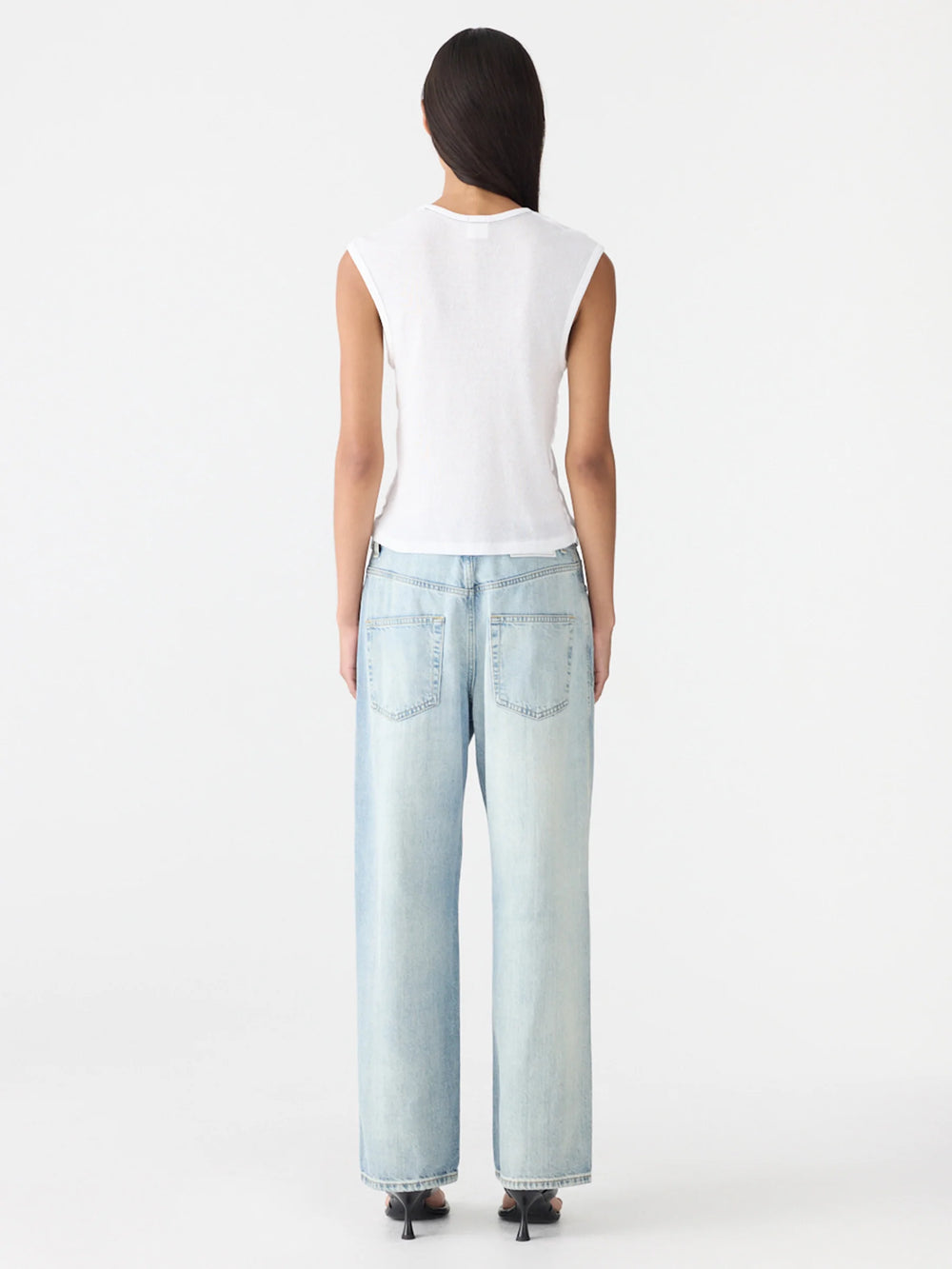 Sheer Rib V Neck Muscle Tank White