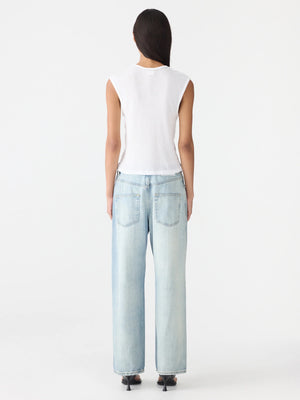 Sheer Rib V Neck Muscle Tank White