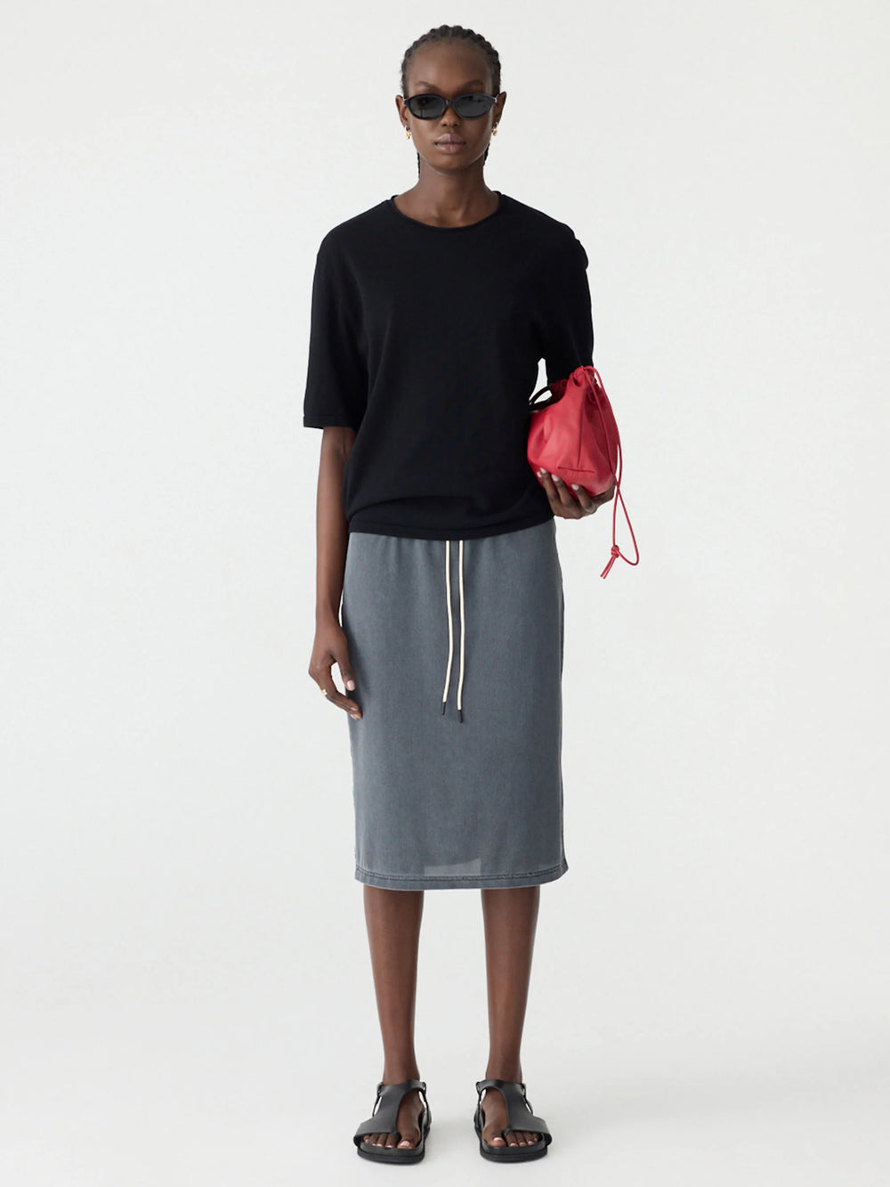 Mercerised Cotton Boxy Knit Black