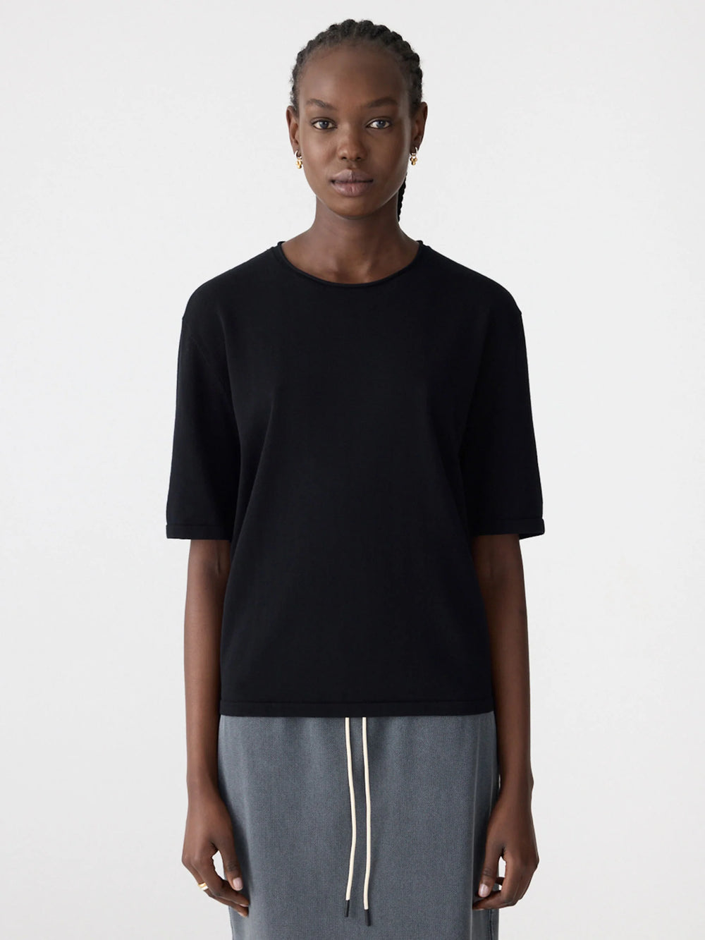 Mercerised Cotton Boxy Knit Black