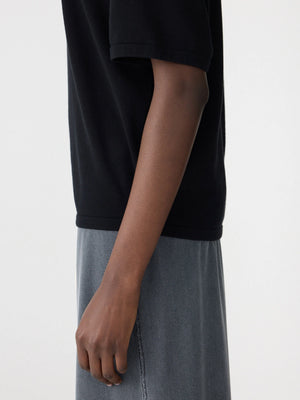 Mercerised Cotton Boxy Knit Black