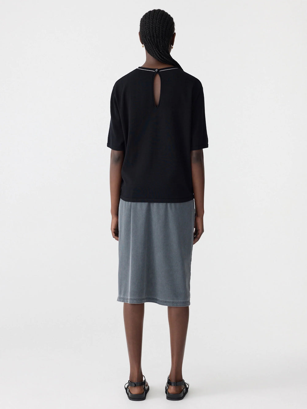 Mercerised Cotton Boxy Knit Black