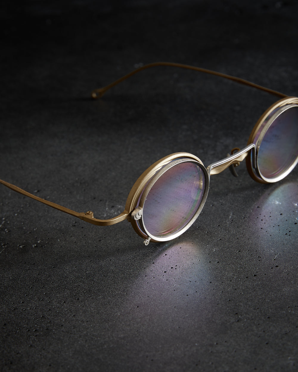 Ziggy Chen - Antique Gold Frame (Clear Lens) + Silver Clip (Lt Grey Lens)