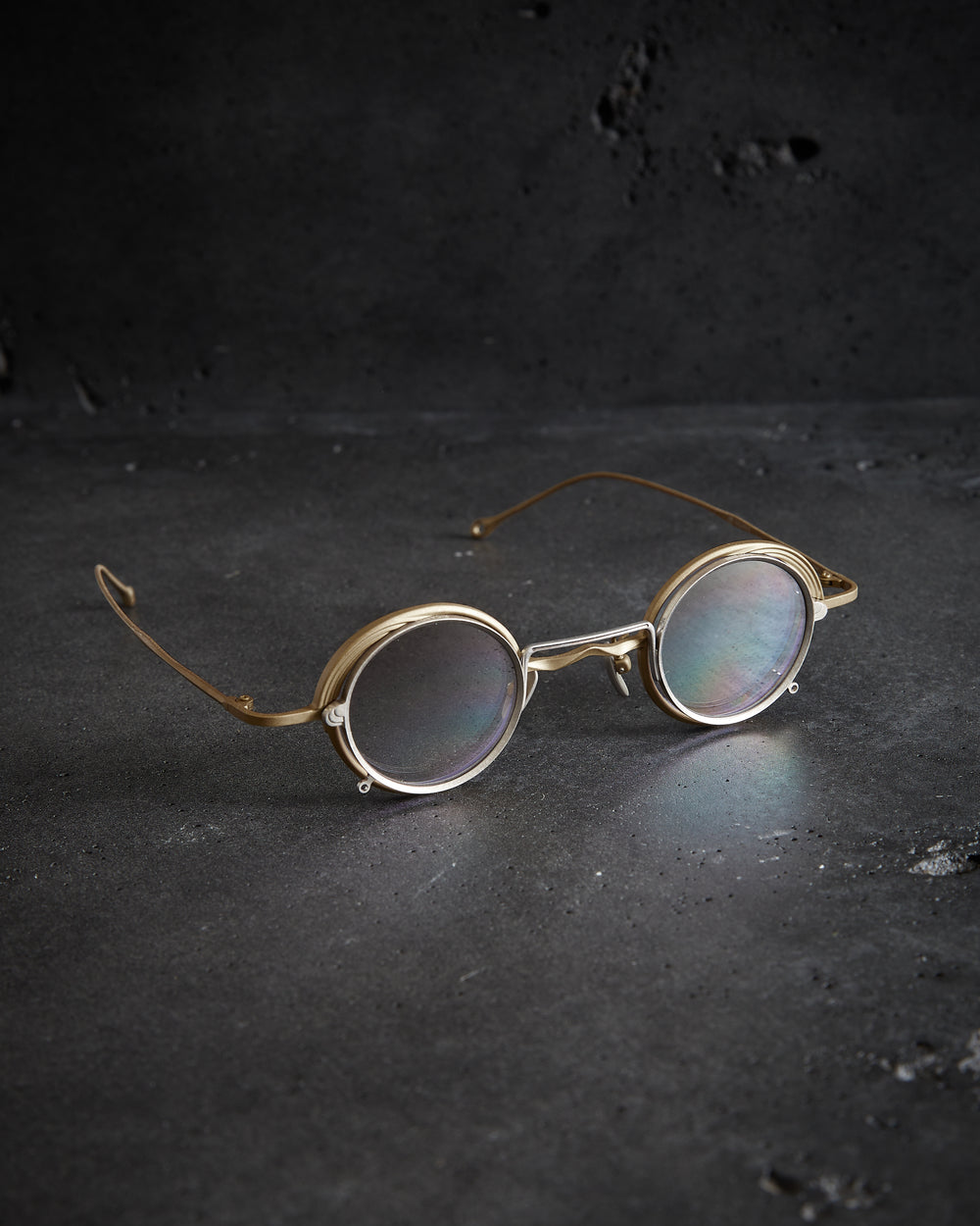 Ziggy Chen - Antique Gold Frame (Clear Lens) + Silver Clip (Lt Grey Lens)