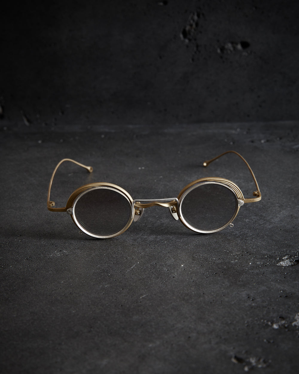 Ziggy Chen - Antique Gold Frame (Clear Lens) + Silver Clip (Lt Grey Lens)