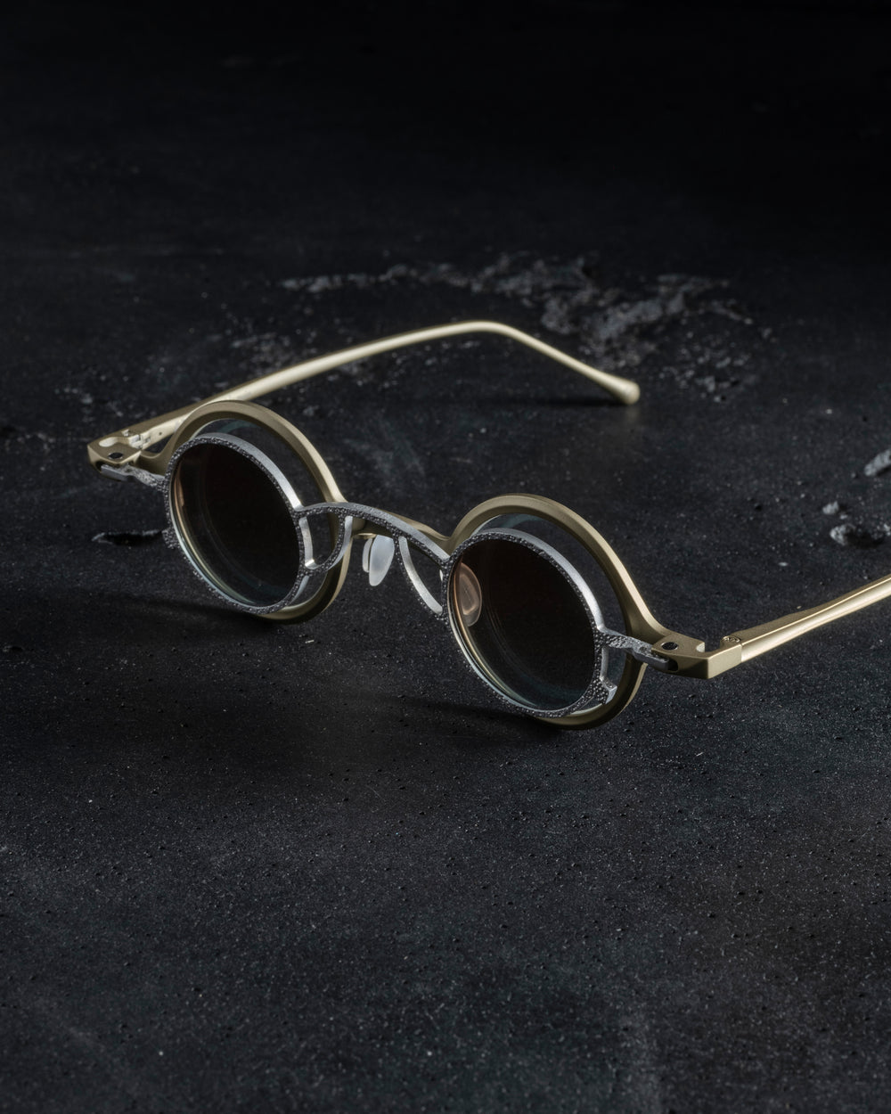 RG1911TI Pale Gold w/ Clear Lens + Silver Clip w/ Bronze Blue Lens