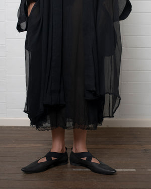 Crinkle Chiffon Silk Robe Black