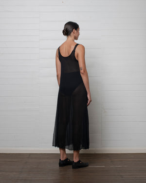 Crinkle Chiffon Silk Tank Dress Black