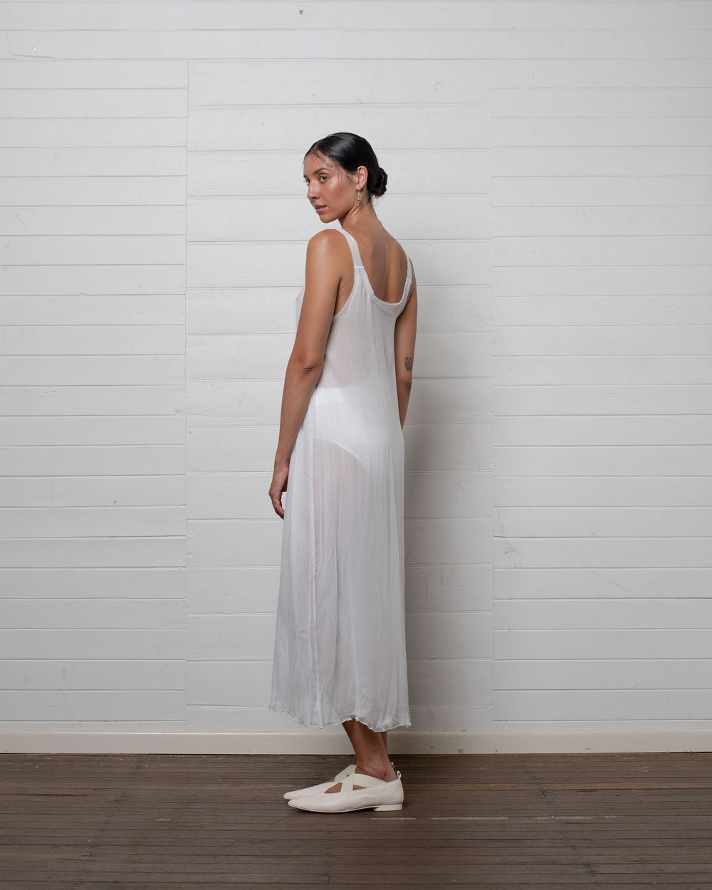 white silk tank dress Angel Tank Silk Maxi Dress White L