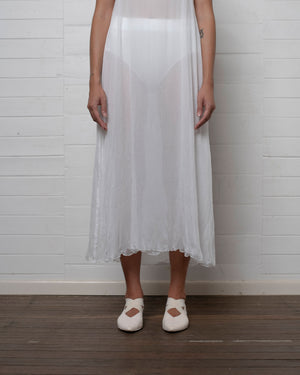 Crinkle Chiffon Silk Tank Dress White