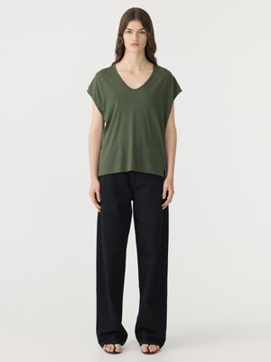 Fine Bind Scoop Neck Tank Khaki Green