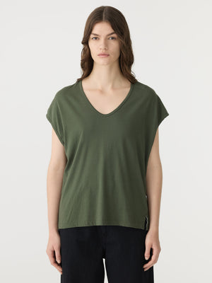 Fine Bind Scoop Neck Tank Khaki Green