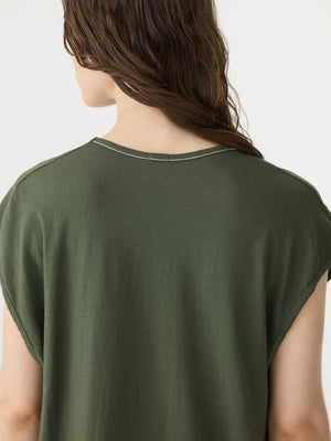 Fine Bind Scoop Neck Tank Khaki Green
