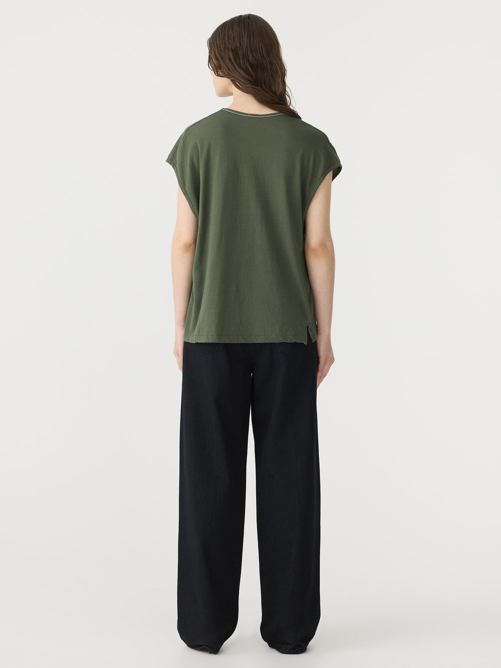 Fine Bind Scoop Neck Tank Khaki Green